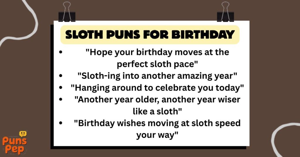 Sloth Puns For Birthday