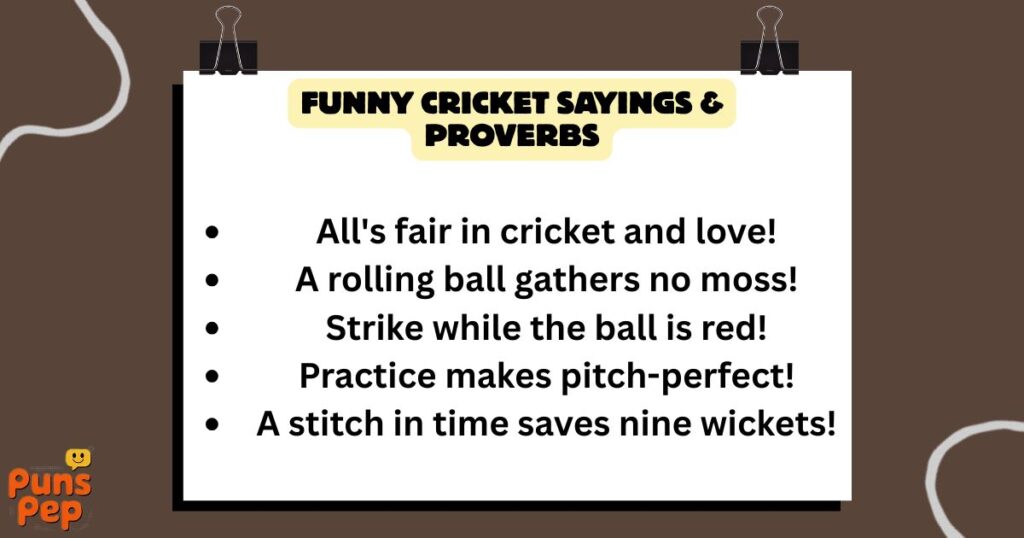 Funny Cricket Sayings & Proverbs